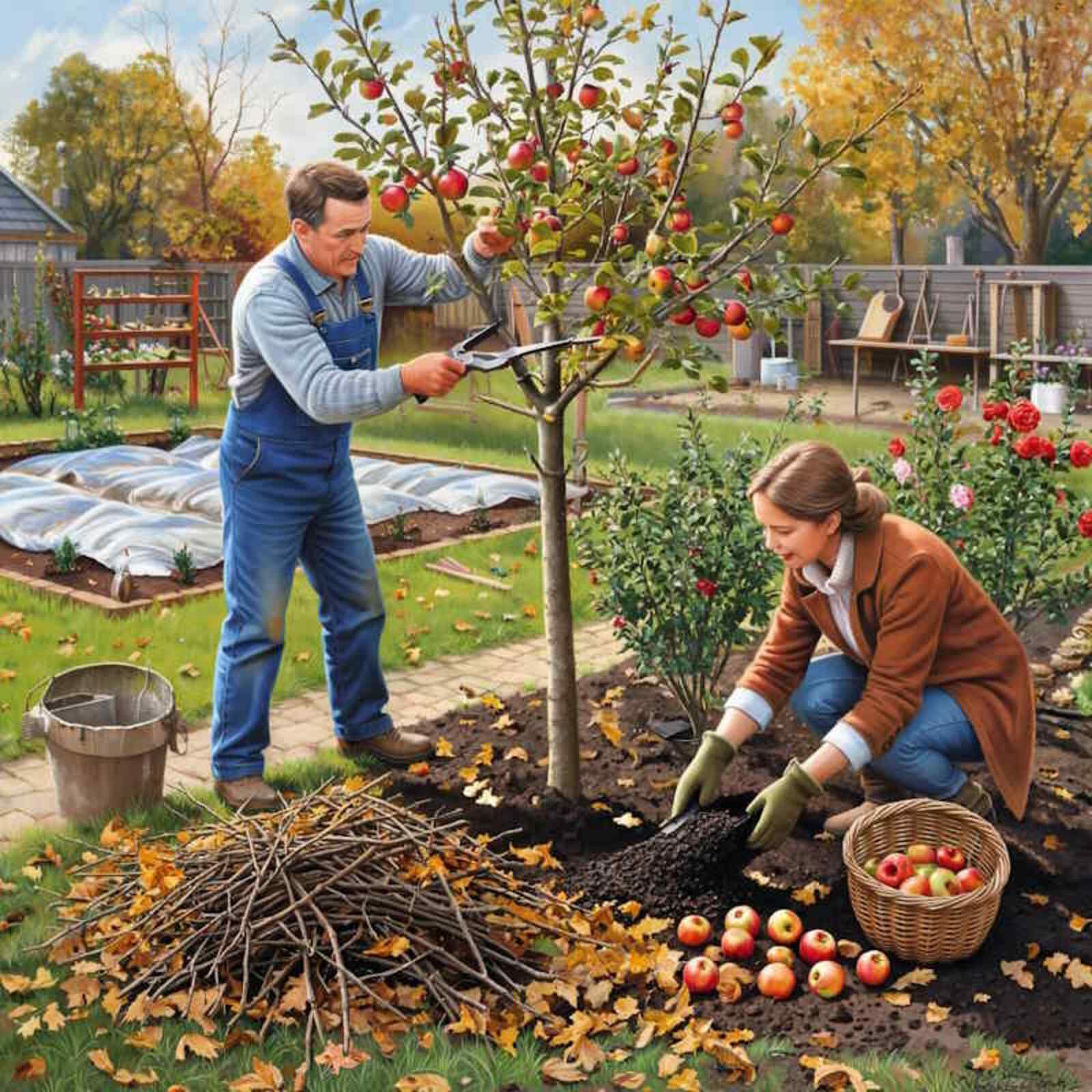 Обработка сада осенью